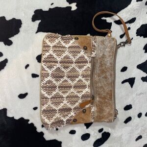 Myra Bag Brown and Cream Clutch